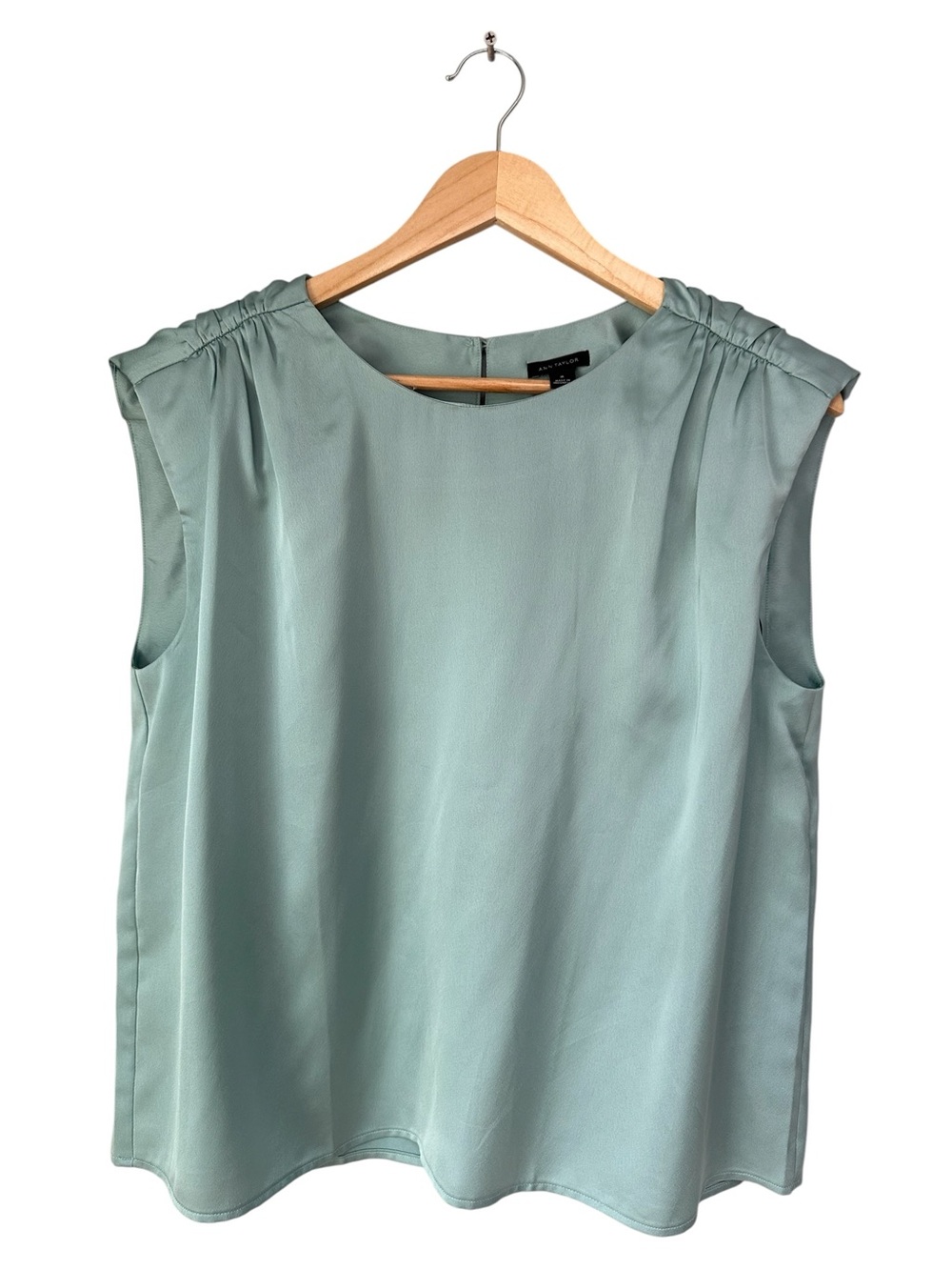 Ann Taylor Sage Green Sleeveless Blouse, Medium